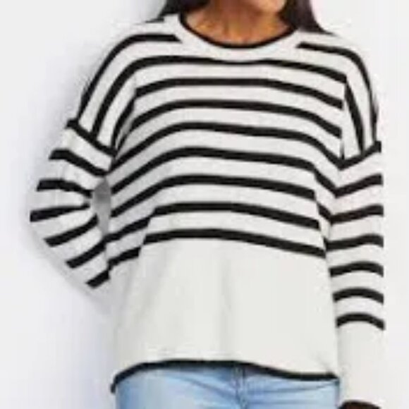 CECE SPORTSWEAR Pullover Stripe Sweater size XL White/Black - Picture 2 of 5